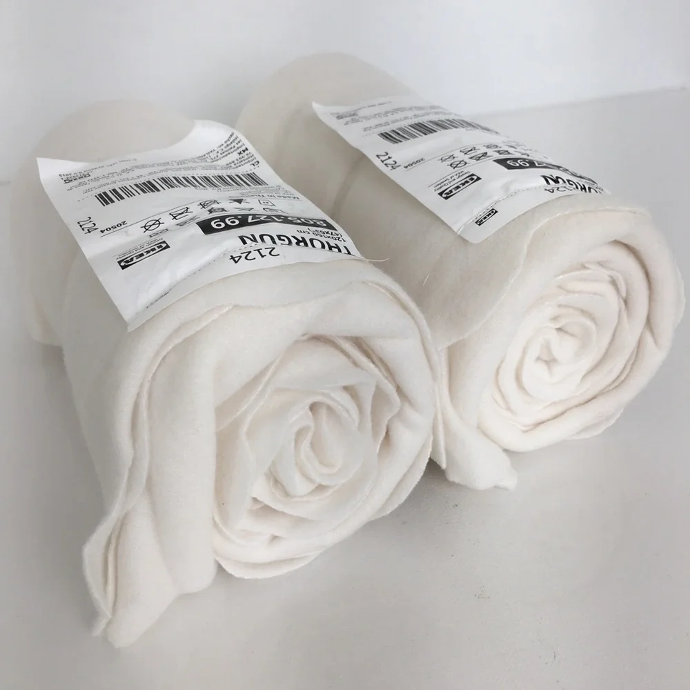 IKEA Thorgun Blanket White NEW Bundle of 2  Soft Cozy Fleece Throw Blankets NWT